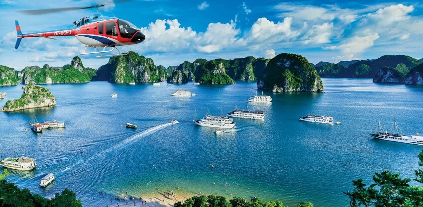 Arriver à Halong depuis les airs